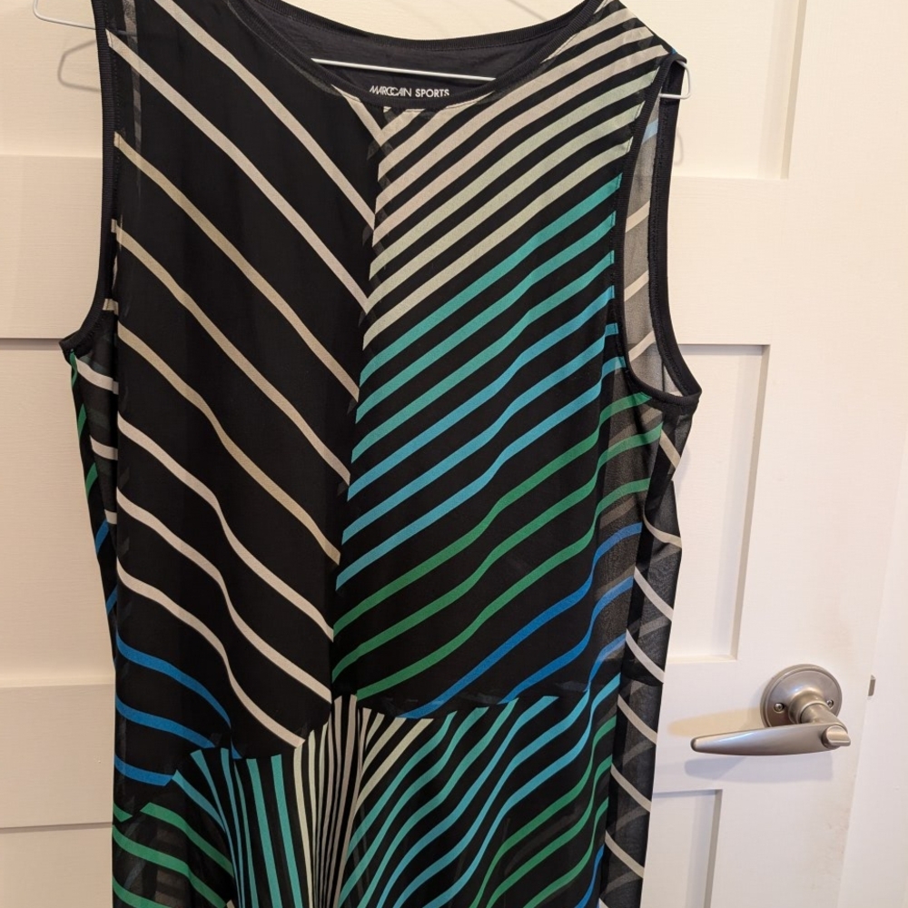 Marccain Sleeveless Blouse Black and Green Top